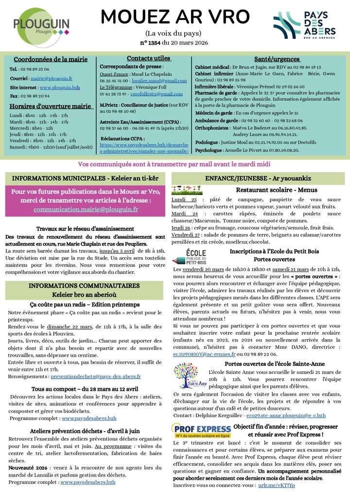 Mouez ar Vro du 20 mars 2026 Mouez ar Vro du 20 mars 2026